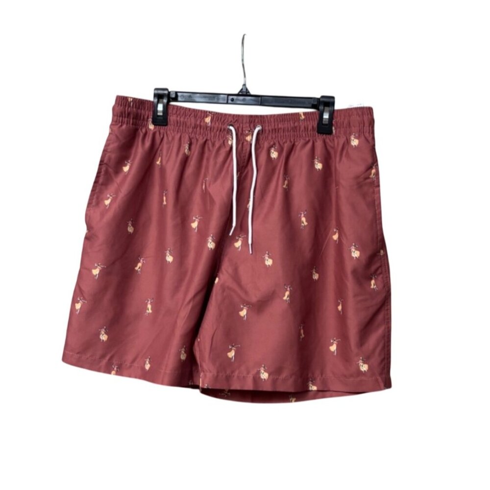 Trunks Men’s Hula-Girls-Print Swim Trunk, Sz. XL